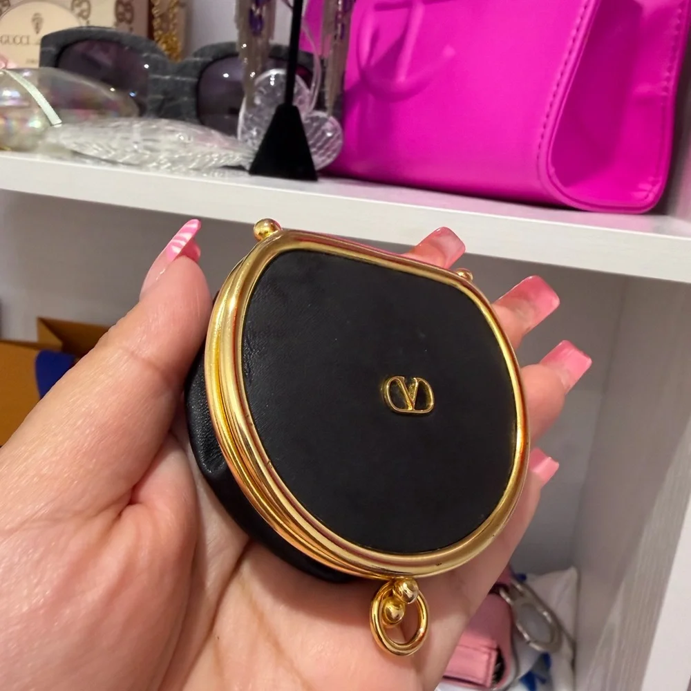Valentino Garavani Black and Gold Coin Pouch - Picture 14 of 14
